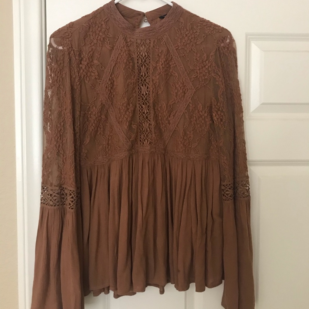 American Eagle Orange Rust Blouse